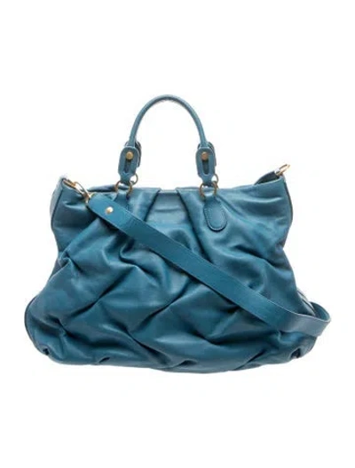 Pre-owned Smythson Leather Top Handle Bag In Blue