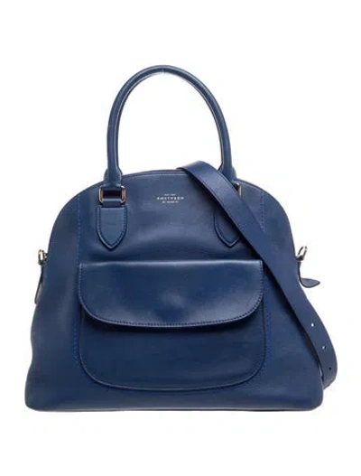 Pre-owned Smythson Leather Top Handle Bag In Blue