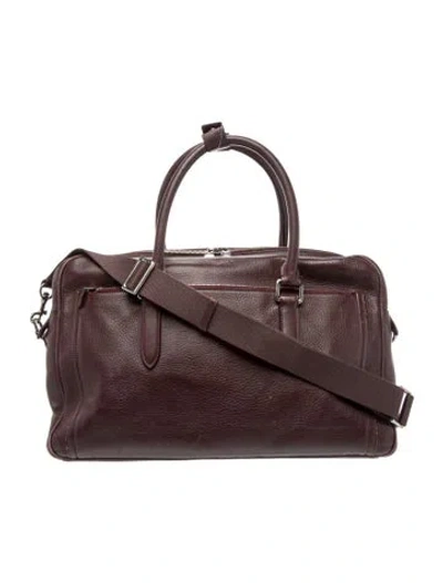 Pre-owned Smythson Leather Top Handle Bag In Burgundy