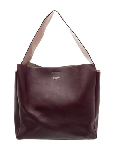 Pre-owned Smythson Leather Top Handle Bag In Burgundy