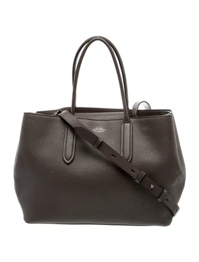Pre-owned Smythson Leather Top Handle Bag In Gray