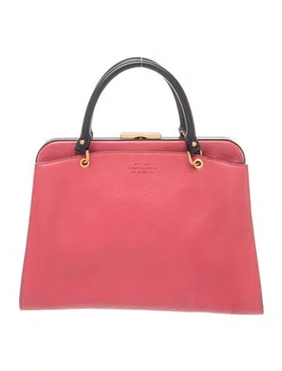 Pre-owned Smythson Leather Top Handle Bag In Pink