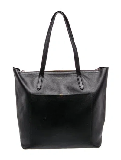 Pre-owned Smythson Leather Tote In Black