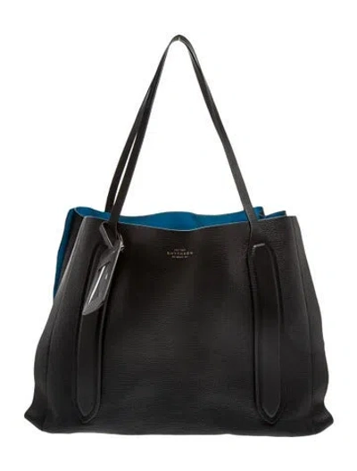 Pre-owned Smythson Leather Tote In Black