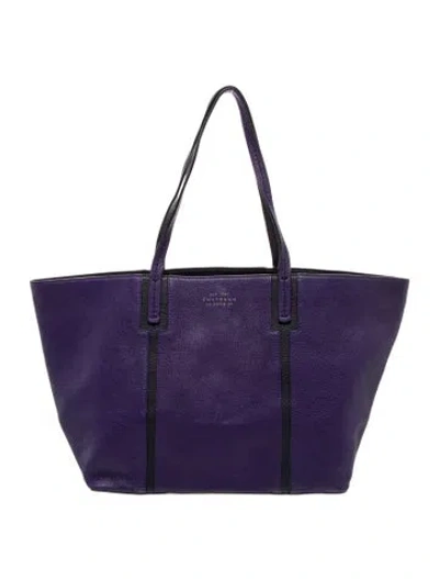 Pre-owned Smythson Leather Tote In Purple
