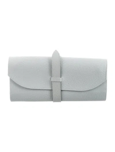 Pre-owned Smythson Leather Wrap Pouch In Blue