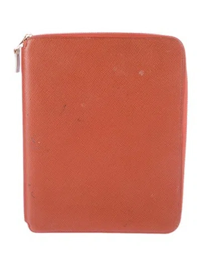 Pre-owned Smythson Leather Zip Agenda Cover In Brown