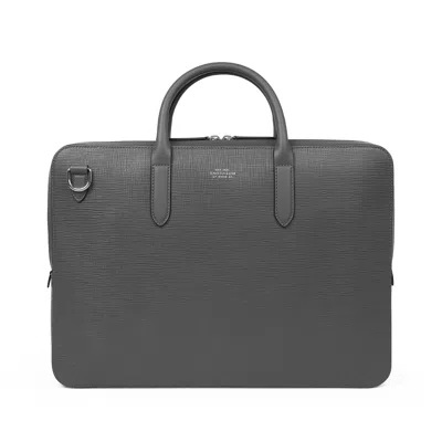 Smythson Lightweight Large Briefcase In Panama In Storm Grey
