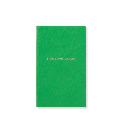 Smythson Live Love Laugh Panama Notebook In Bright Emerald