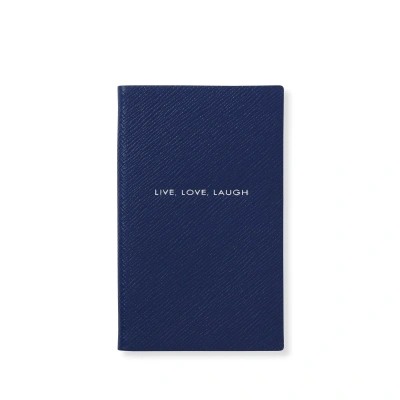 Smythson Live Love Laugh Panama Notebook In Indigo