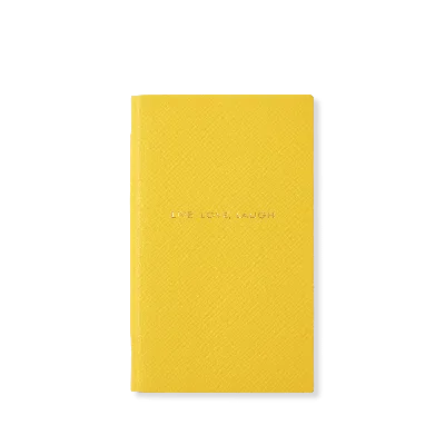 Smythson Live Love Laugh Panama Notebook In Gold