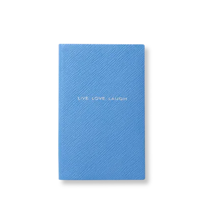 Smythson Live Love Laugh Panama Notebook In Nile Blue