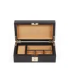 Smythson Lockable Watch And Cufflink Box In Panama In Black