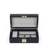 Smythson Lockable Watch And Cufflink Box In Panama In Navy