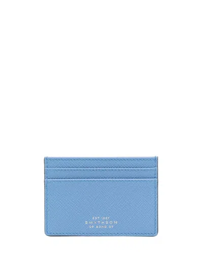 Smythson Logo-embossed Leather Cardholder In Blue