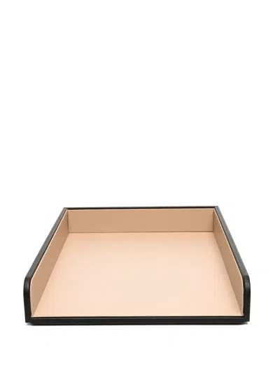 Smythson Ablage Aus Leder Mit Logo-gravur In Black