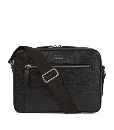 Smythson Zip Crossbody Bag In Ludlow In Black