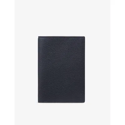 Smythson Navy Ludlow Leather Passport Holder In Blue