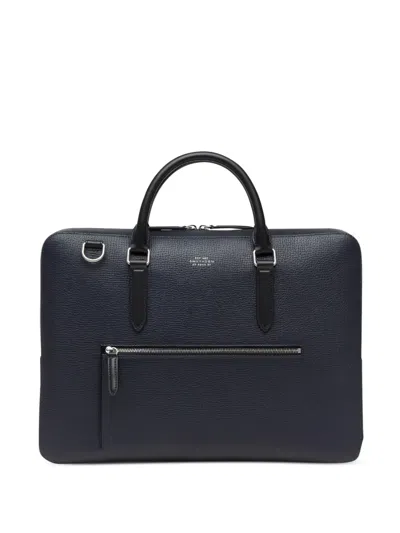 Smythson Ludlow Zip-front Laptop Bag In Black