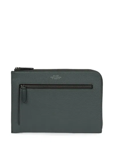 Smythson Ludlow-leather Flat Travel Pouch In Black