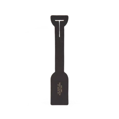 Smythson Luggage Tag In Panama In Black