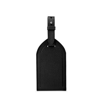 Smythson Luggage Tag In Panama In Black/silver