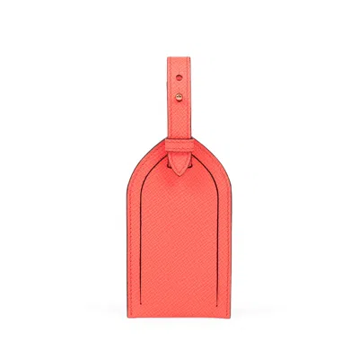 Smythson Luggage Tag In Panama In Orange