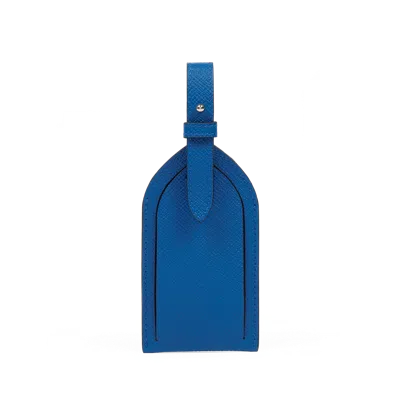 Smythson Luggage Tag In Panama In Cerulean