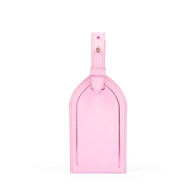 Smythson Luggage Tag In Panama In Pearl Pink
