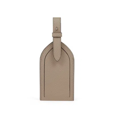 Smythson Luggage Tag In Panama In Sandstone
