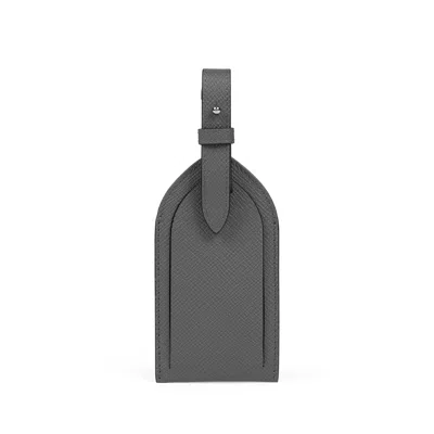 Smythson Luggage Tag In Panama In Storm Grey