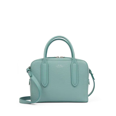 Smythson Lytton Mini Crossbody Bag In Ludlow In Mineral Green