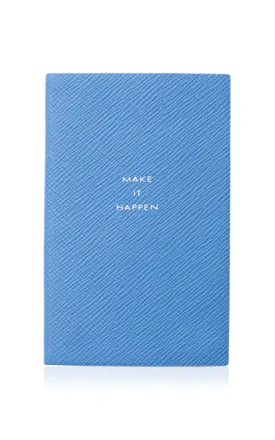 Smythson Make It Happen Leather Notebook In Blue