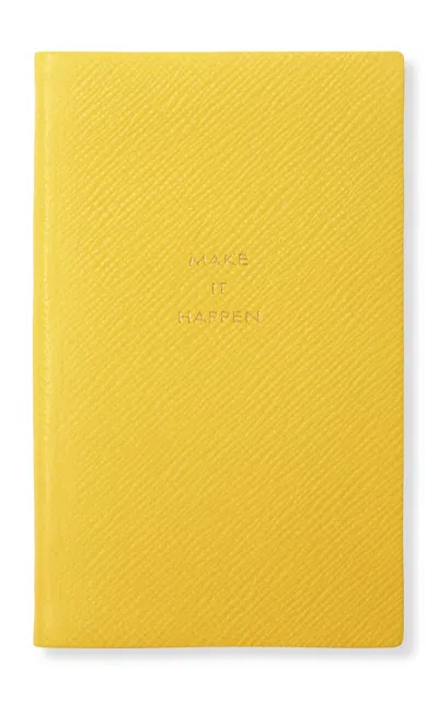 Smythson Make It Happen Panama Leather Notebook In Yellow