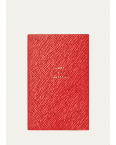 Smythson Make It Happen Panama Leather Pocket Notebook In Red