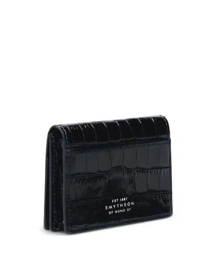 Smythson Mara Croc-effect Card Case In Black