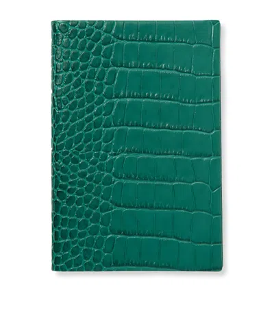 Smythson Mara Leather Chelsea Notebook In Blue