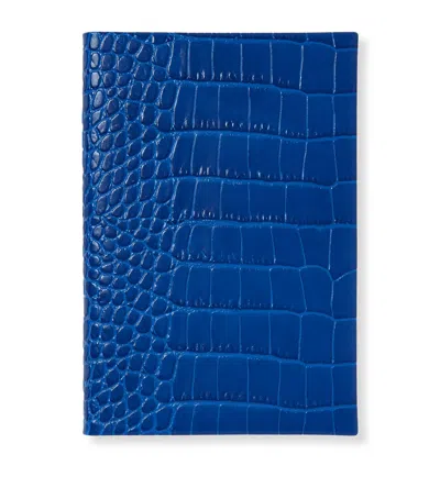 Smythson Mara Leather Chelsea Notebook In Blue