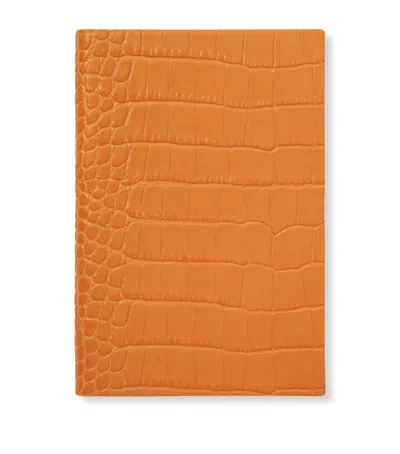 Smythson Mara Leather Chelsea Notebook In Orange