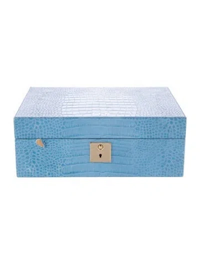Pre-owned Smythson Mara Leather Jewelry Box In Blue