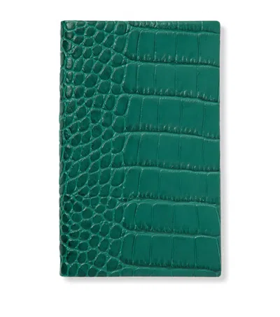 Smythson Mara Leather Panama Notebook In Blue