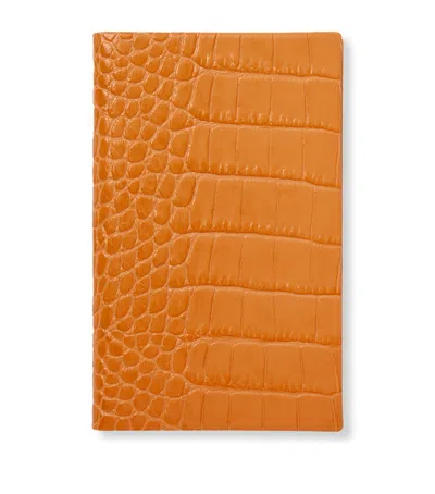 Smythson Mara Leather Panama Notebook In Orange