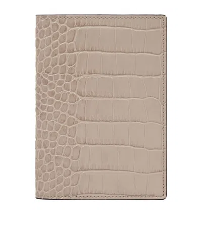 Smythson Mara Leather Passport Cover In Beige