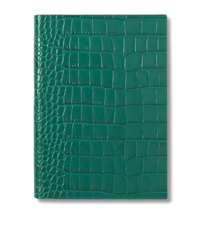 Smythson Mara Leather Soho Notebook In Blue