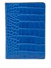 Smythson Croc-embossed Leather Passport Cover In Blue