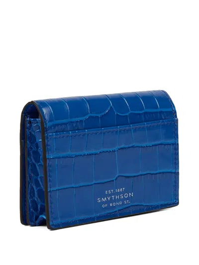 Smythson Mara Snap-closure Cardholder In Blue