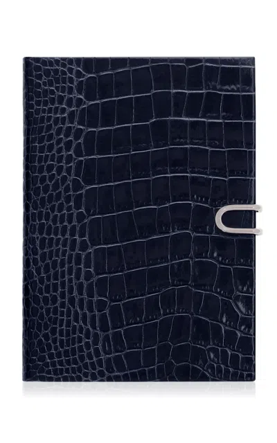 Smythson Mara Soho Leather Notebook In Blue