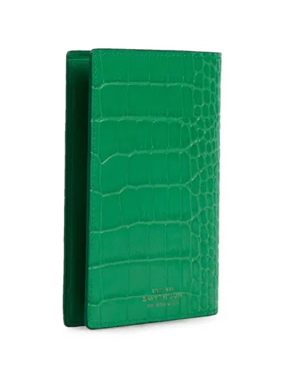 Smythson Mara-leather Passport Cover In Green