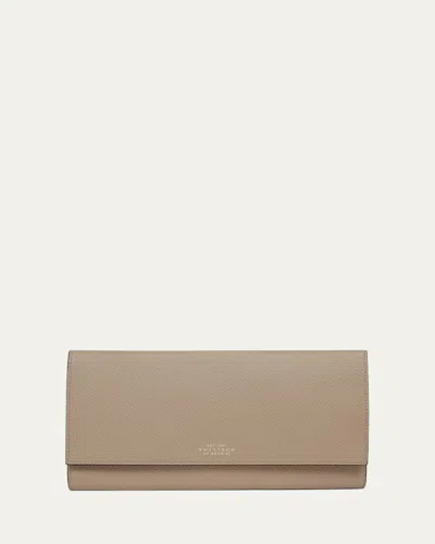 Smythson Marshall Panama Leather Travel Wallet In Brown