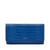 Smythson Leather Croc-embossed Marshall Travel Wallet In Cerulean